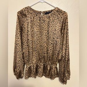 Eclair Abstract Animal Print Peplum Blouse Size Medium